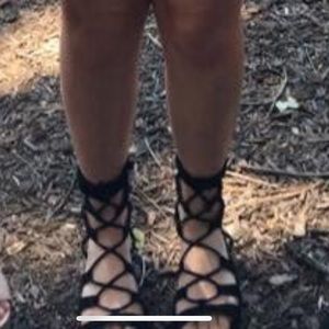 Cute lace up black gladiator sandals